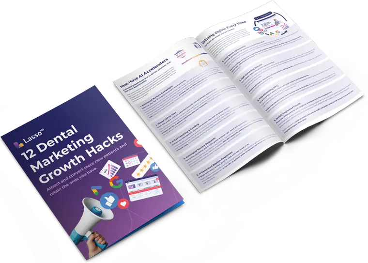 12 Dental Marketing Growth Hacks guide, cover and inside spread